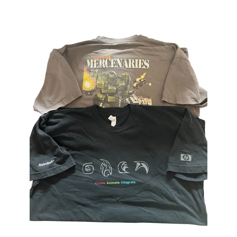 Mercenaries Shirt bundle 2 piece Vintage size L black and grey dark men's L65
